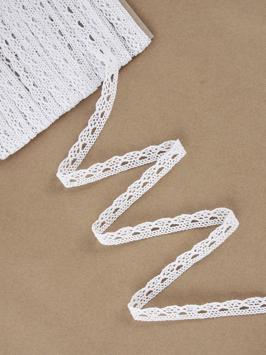 

Кружево вязаное, 10 мм, 15±1 м, белое, Белый