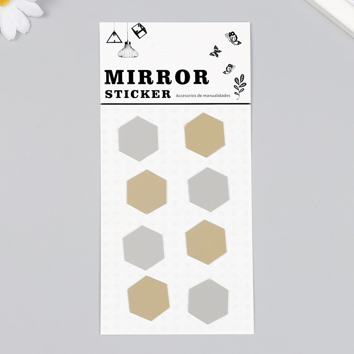 

Наклейка интерьерная зеркальная, Серебристый;золотистый