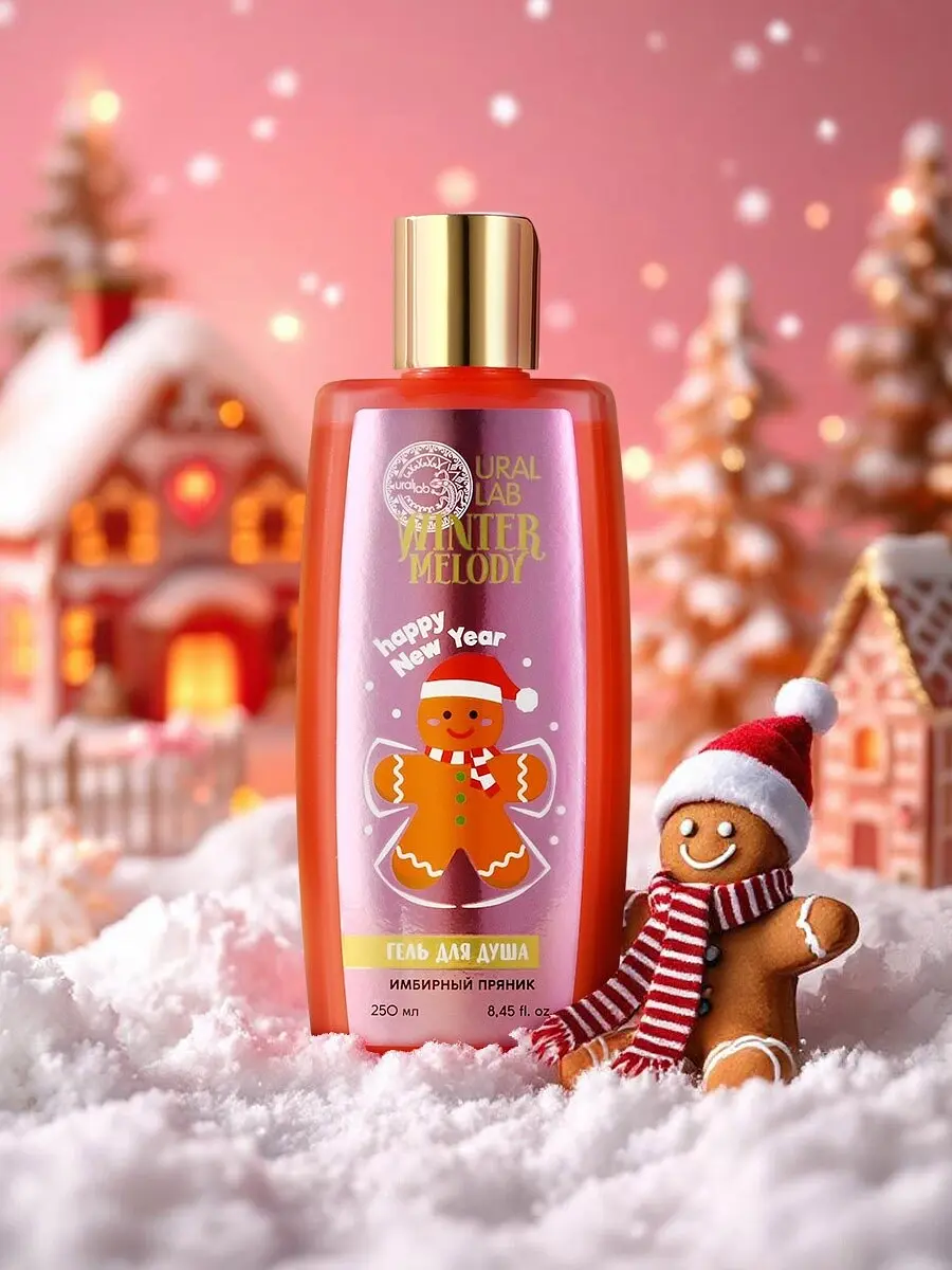 

Гель для душа, 250 мл, аромат имбирного пряника, ural lab, Красный