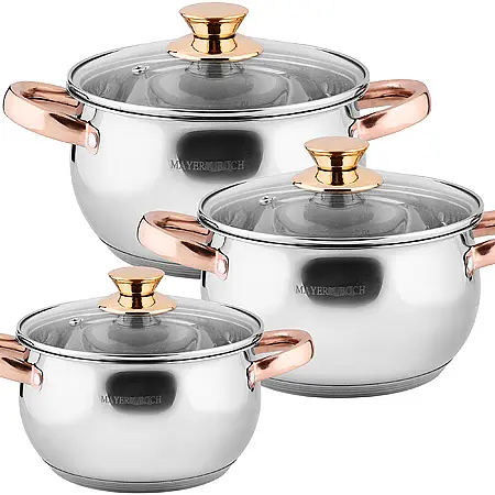 

Набор кастрюль 3 шт, Золотистый;серебристый