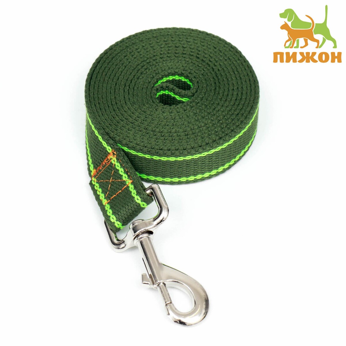 

Брезентовый поводок, 2.7 м × 2.5 см, цвет хаки, Зеленый