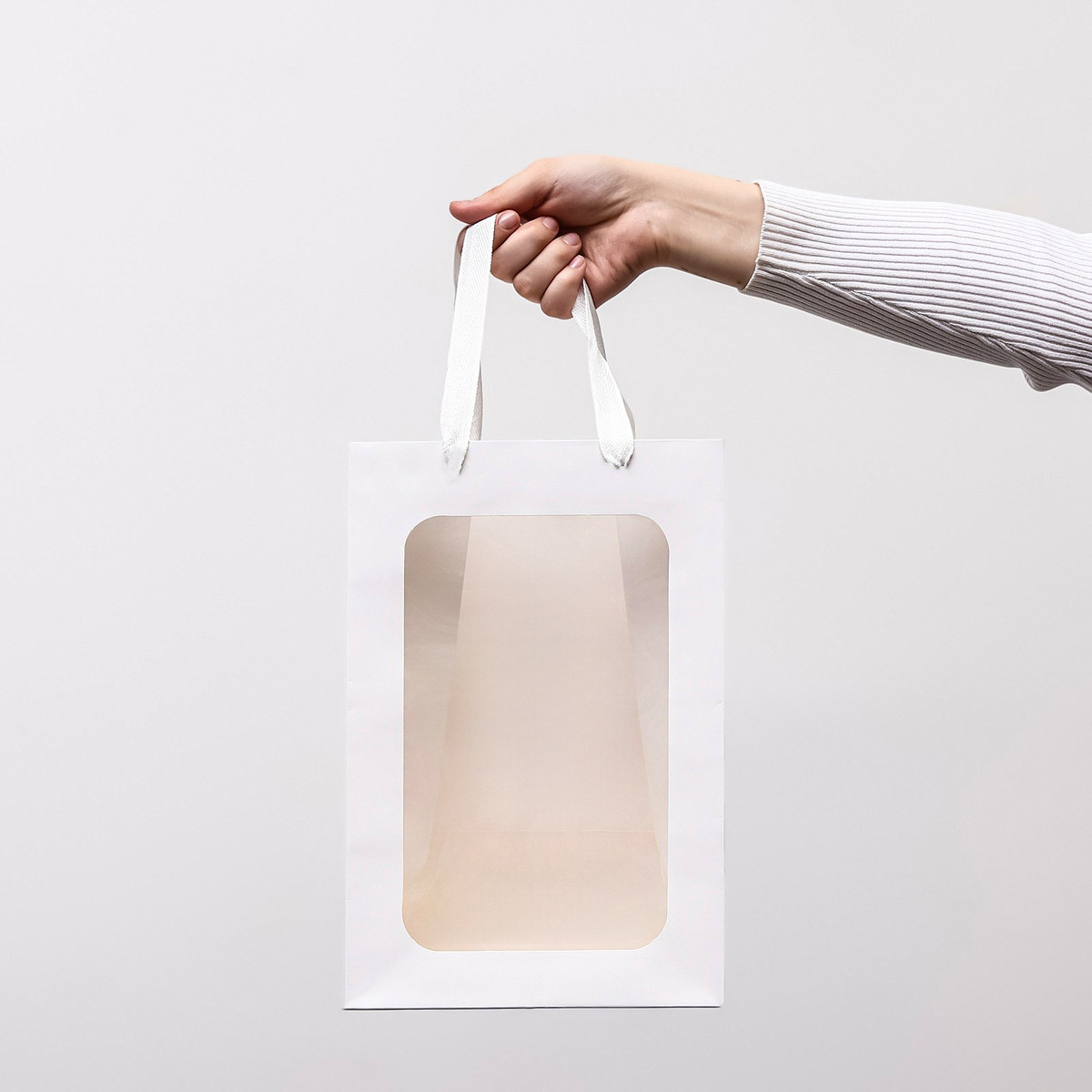 

Пакет подарочный, с окном, 30×20×16 см, белый