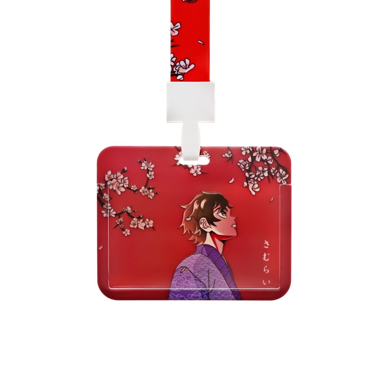 

Бейдж горизонтальный, внешний размер 100×80 мм, внутренний размер 52×82 мм, на ленте 42 см,, Красный