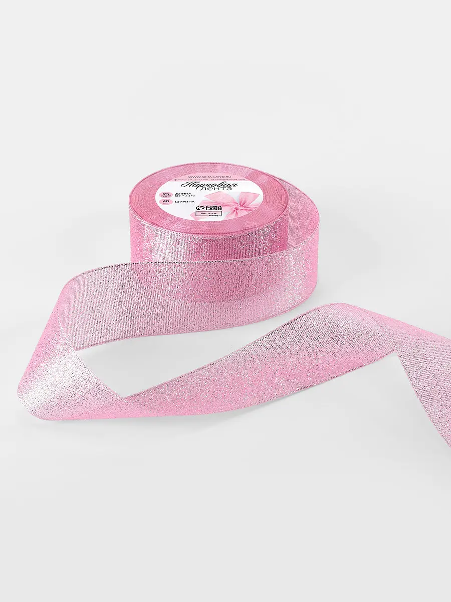 

Лента парчовая, 40 мм, 23±1 м, розовая №013, Розовый