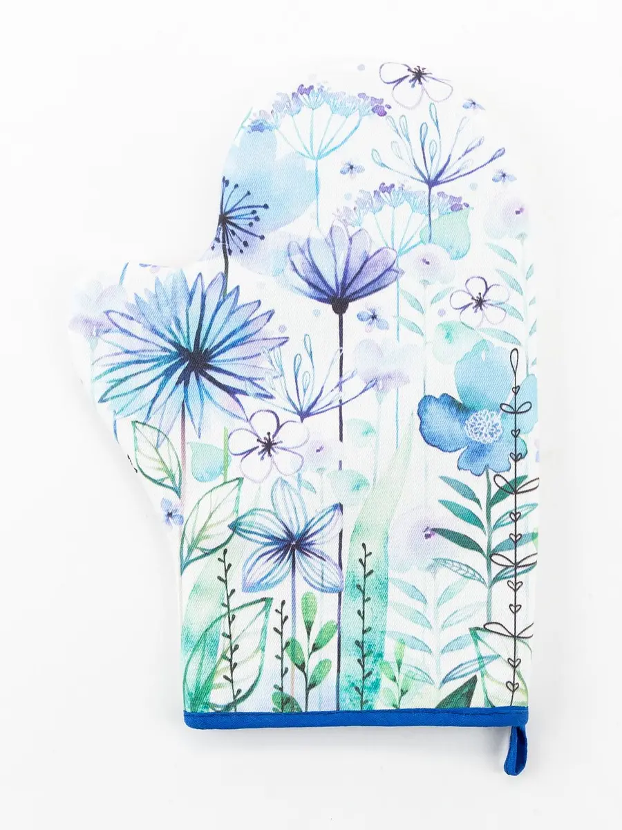 

Варежка прихватка, Синий;белый