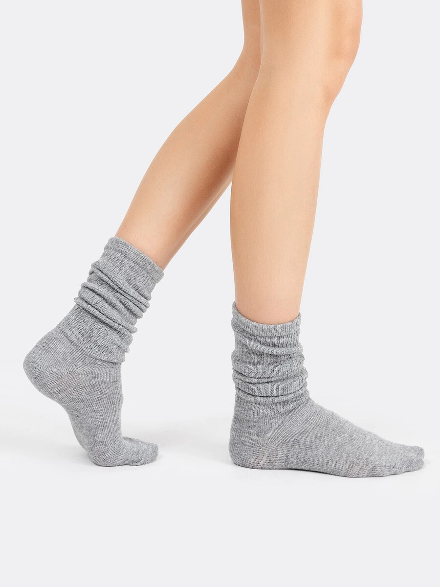 

Носки женские серые из вискозы с ангорой, Серый;св.серый меланж