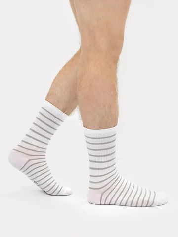 Носки мужские классические белые в серую