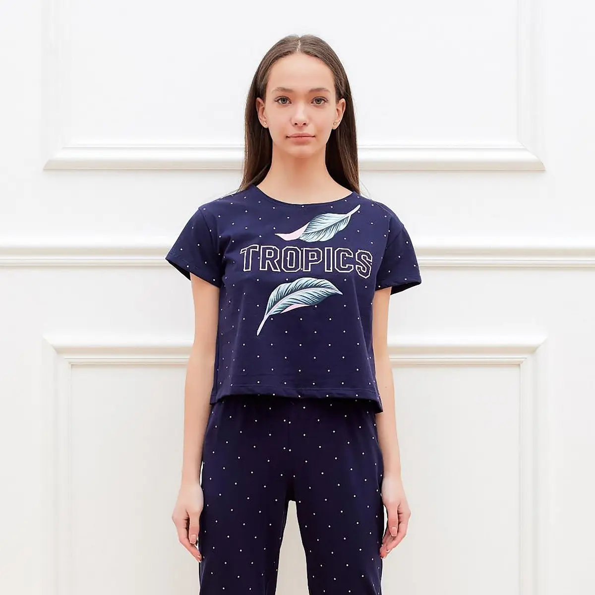 

Футболка домашняя укороченная, Синий