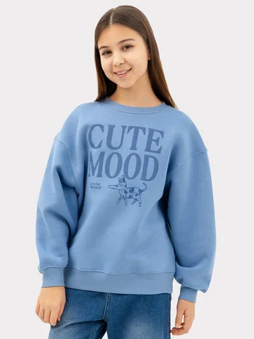 Джемпер для девочек светло-синий с печат