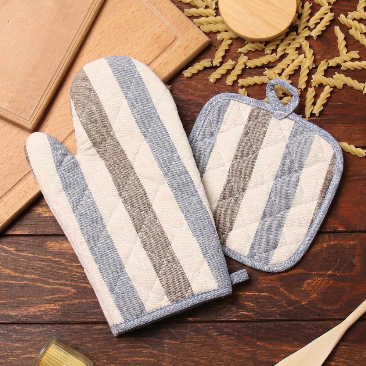 

Набор кухонный, Бежевый;серый;синий