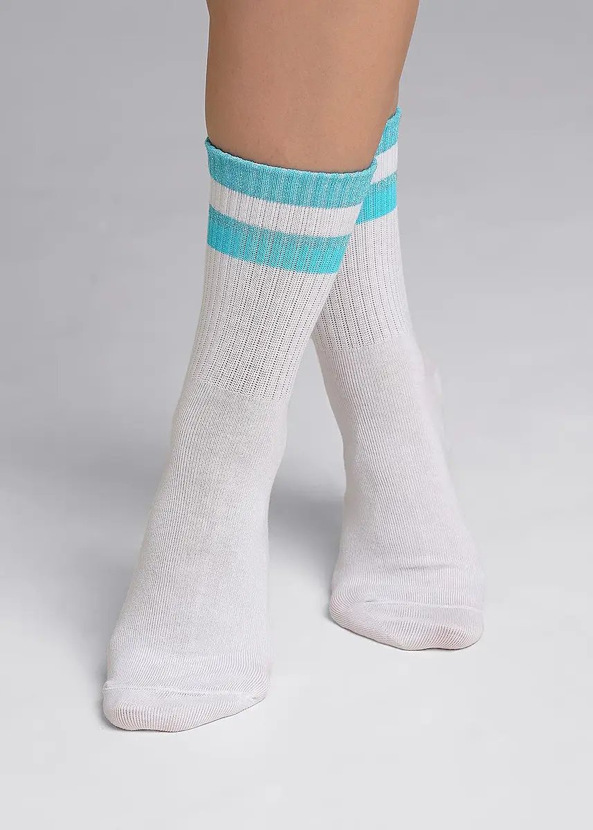 

Носки, Белый;белый/бирюзовый