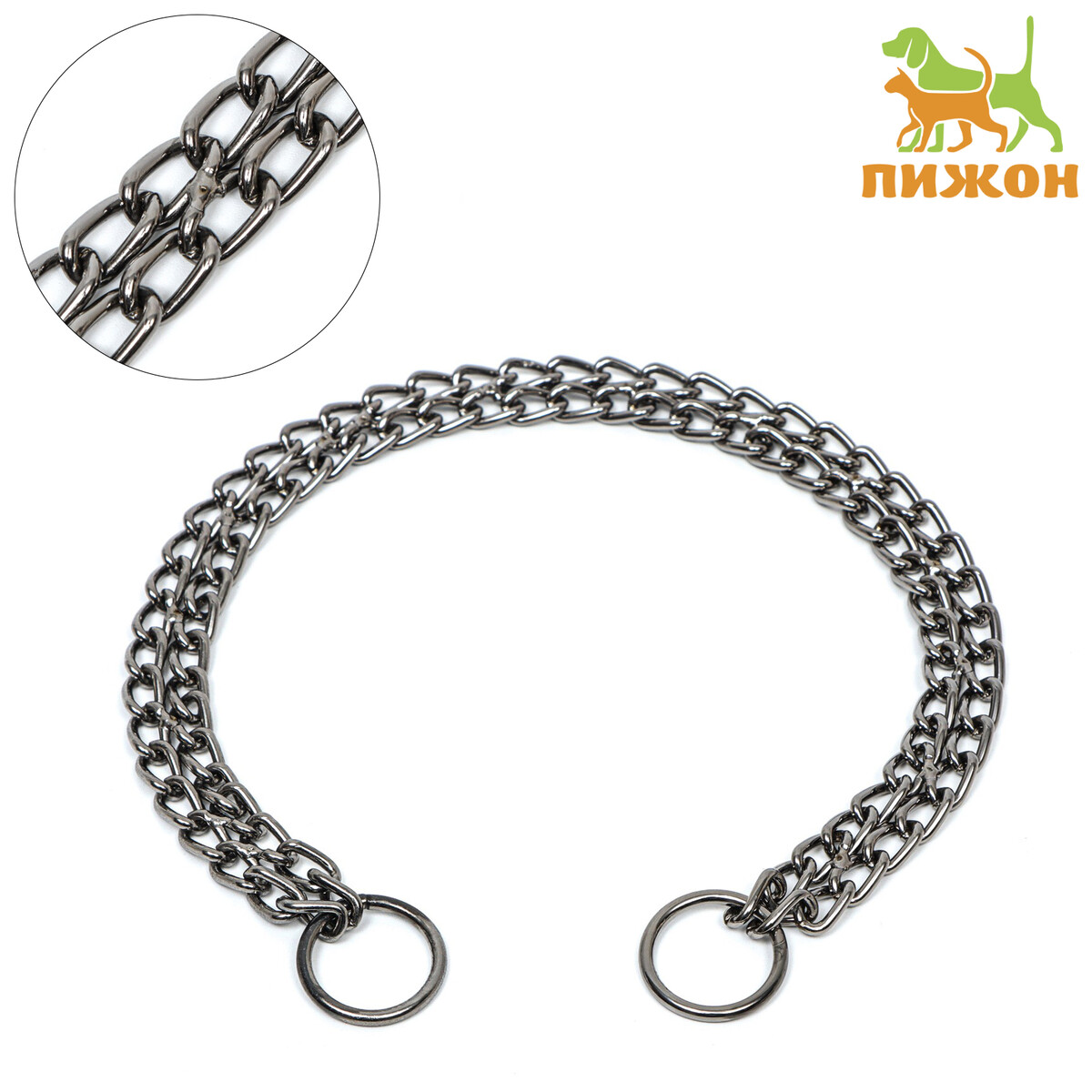 

Ошейник - удавка, 45 см, двухрядный, толщина проволоки 2 мм, металл, черный