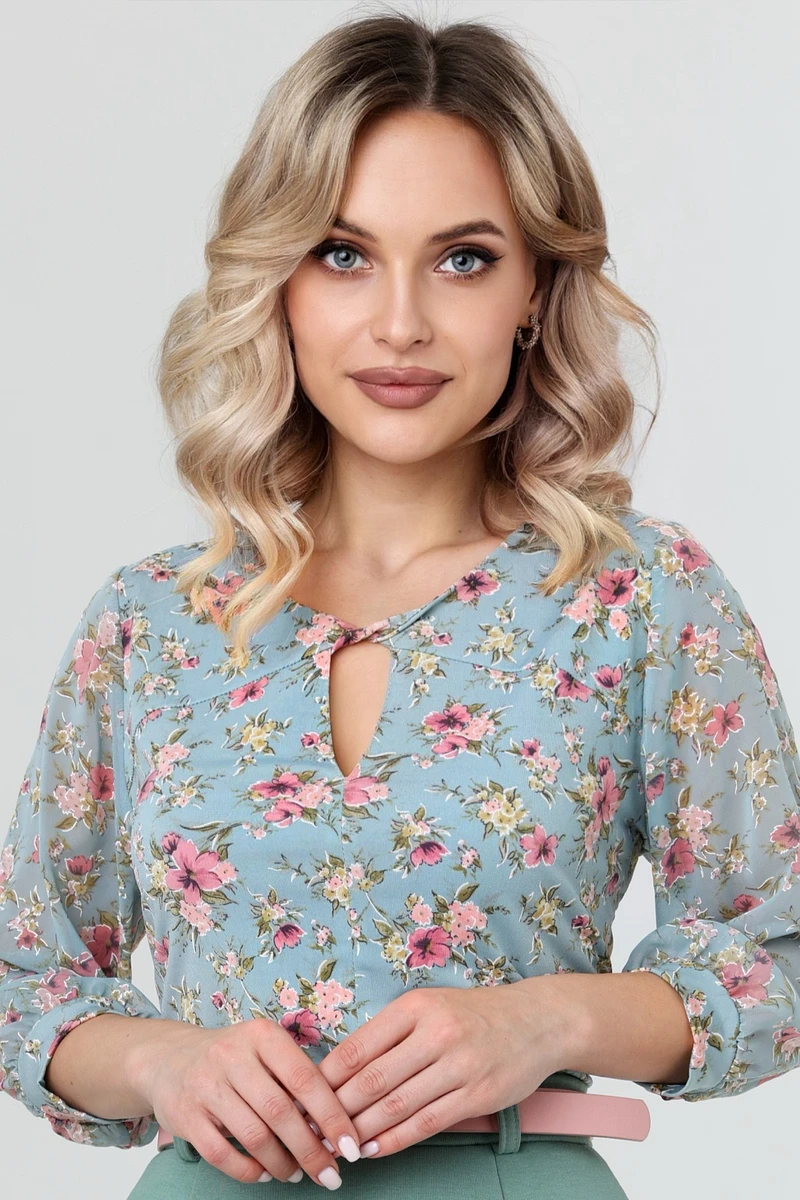 

Блузка, Бирюзовый;розовый