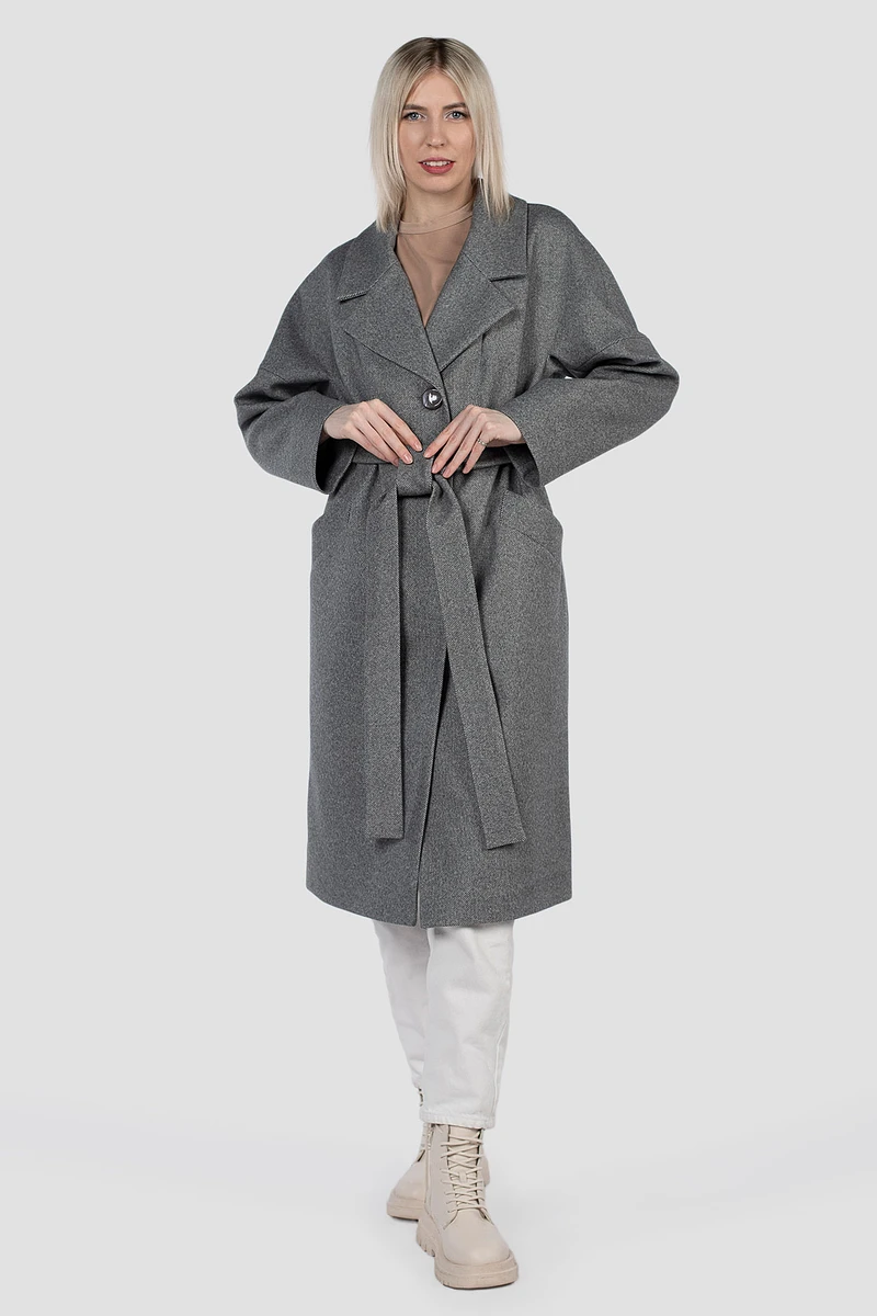 

Пальто пояс, Серый