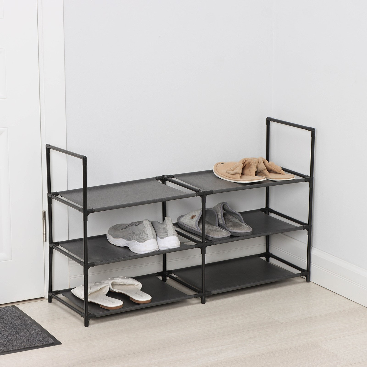 

Полка для обуви ladо́m, 3 яруса, 90×30×57 см, черная, Черный