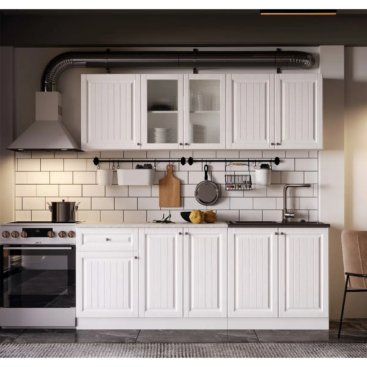 

Кухонный гарнитур прямой, Белый