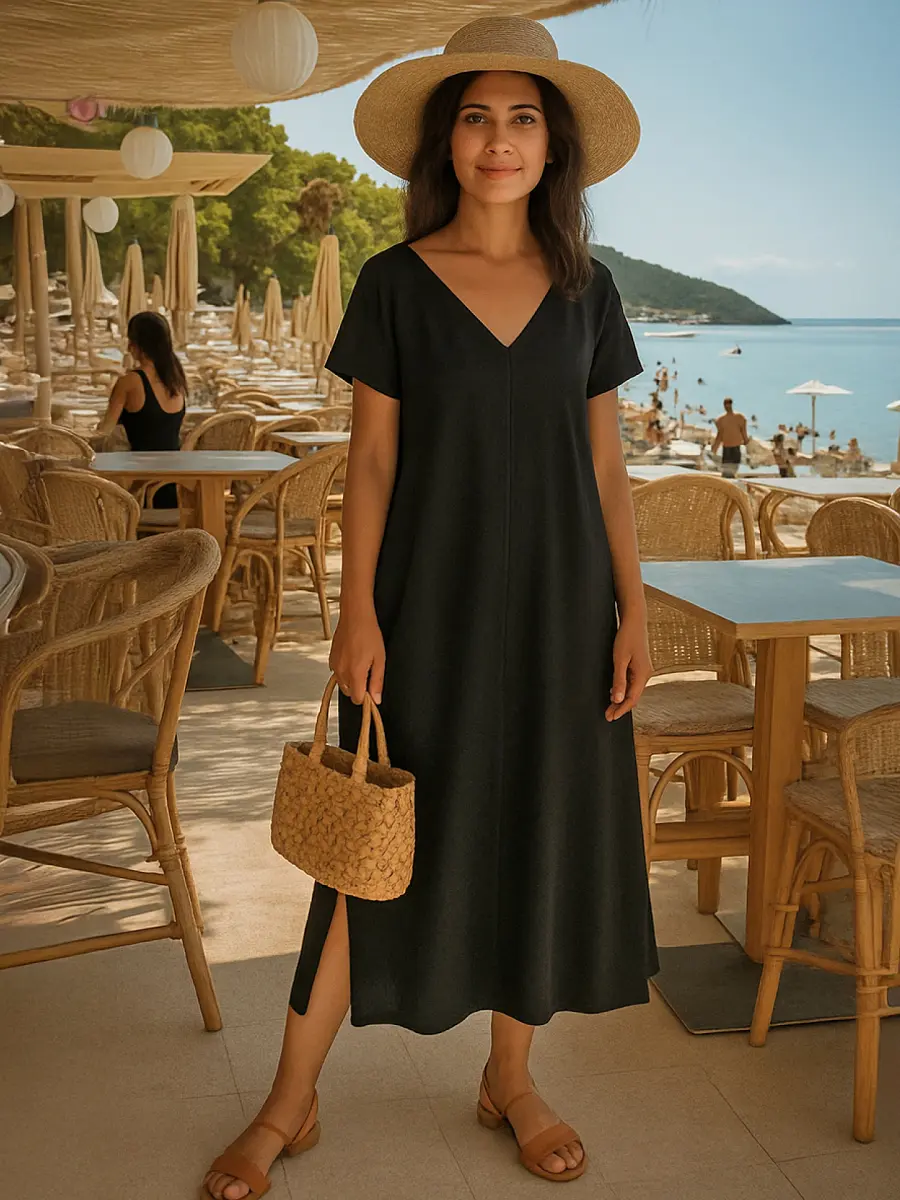 

Платье женское домашнее макси черное, Черный