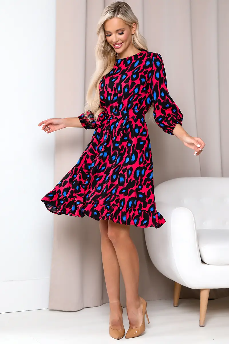 

Платье, Разноцветный;фуксия/голубой