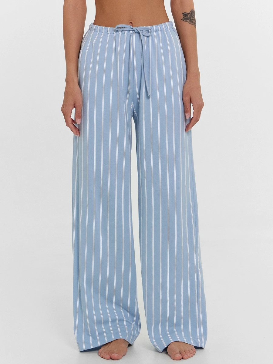 

Брюки домашние женские голубые в полоску, Голубой;полоска на голубом