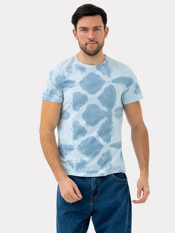 Футболка мужская синяя в технике тай-дай