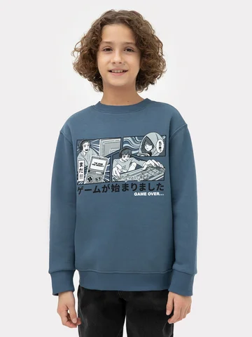 Джемпер для мальчиков синий с печатью