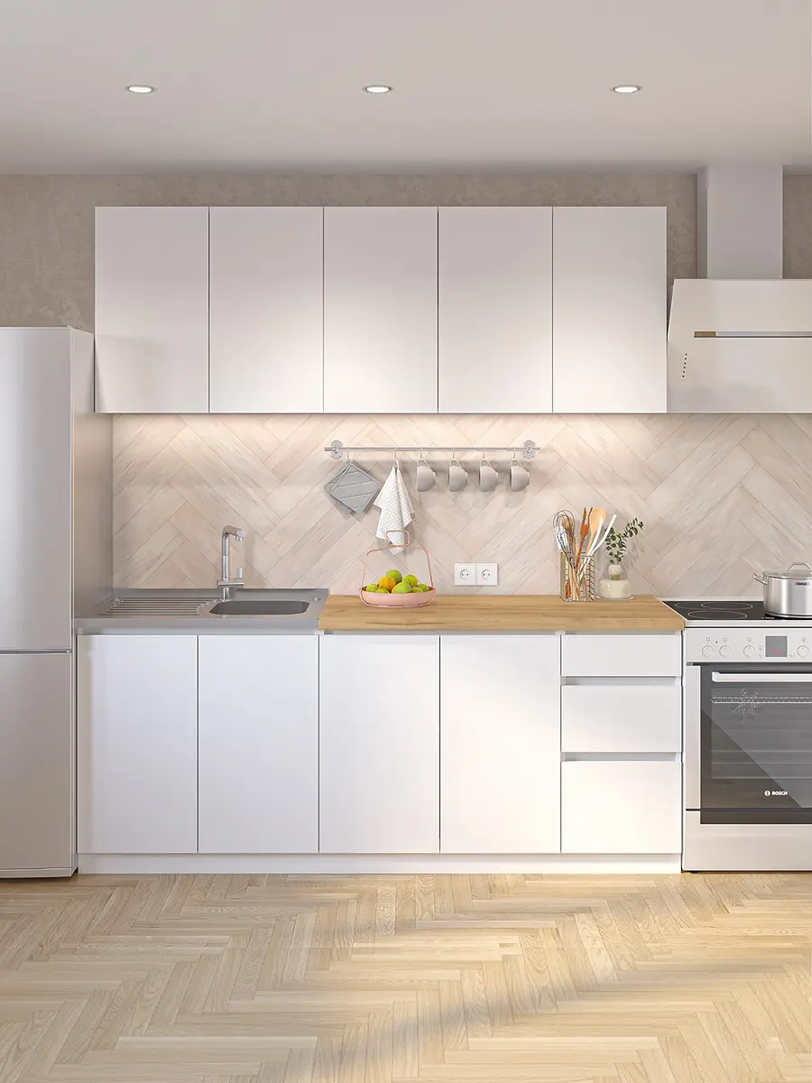 

Кухонный гарнитур прямой, Белый