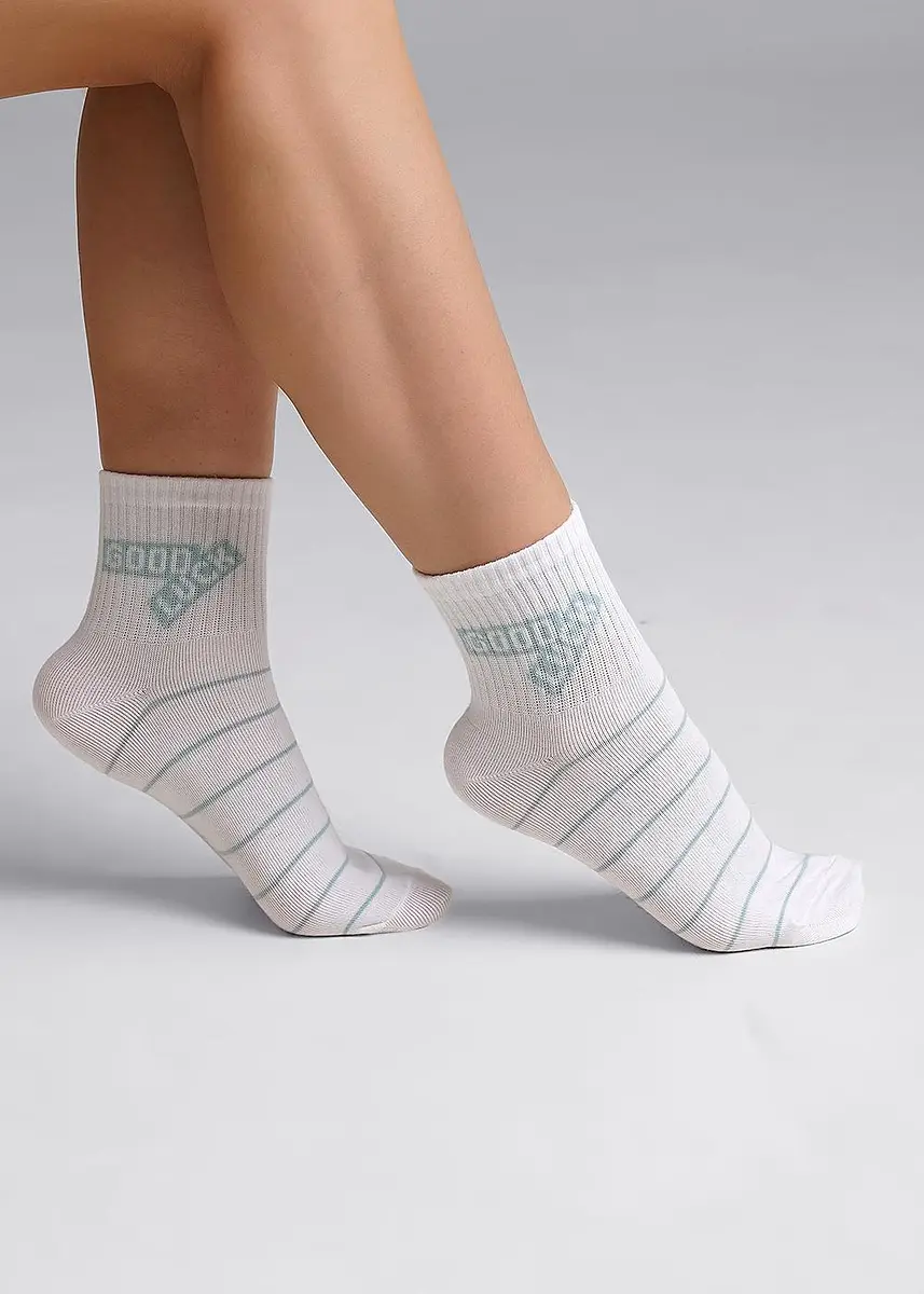 

Носки, Белый;белый/св.зеленый