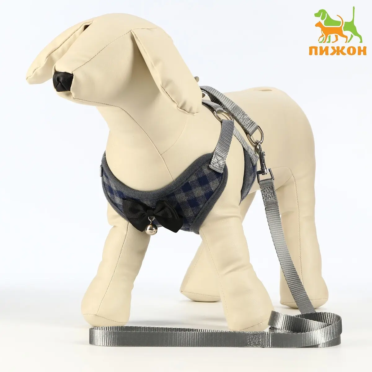 

Шлейка с поводком, размер xl, ош 38-52 см, ог 42-60 см, поводок 120×1.5 см, мягкая, серая, Серый