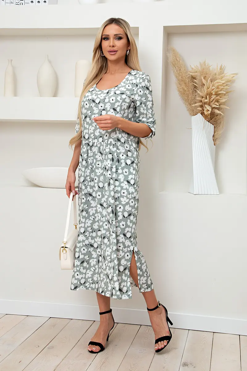 

Платье, Хаки;оливковый/белый