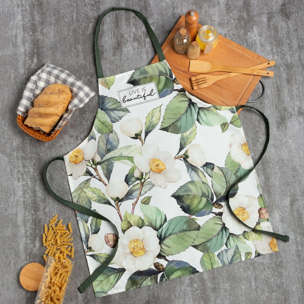 

Фартук, Белый;зеленый