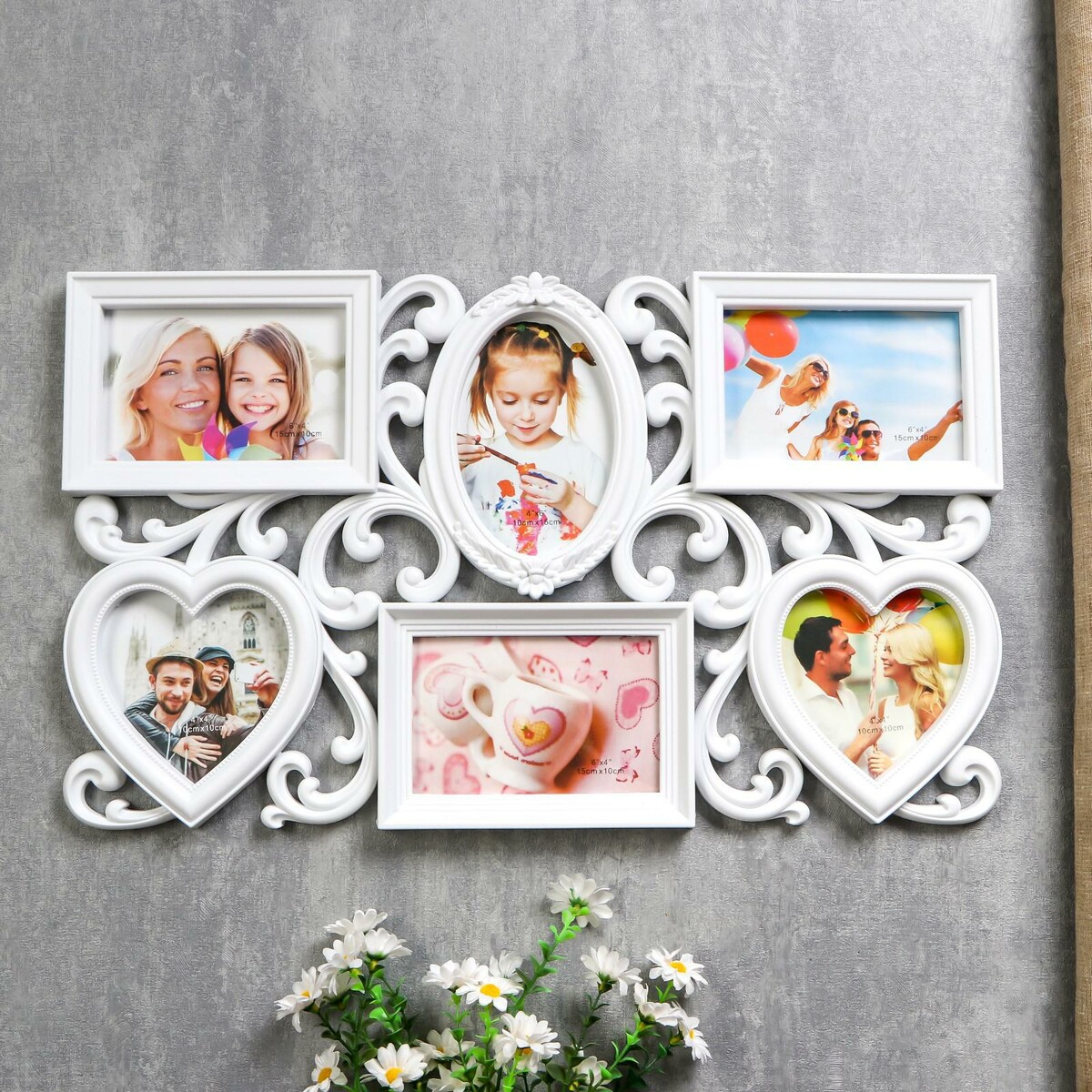 

Фоторамка - коллаж на 6 фото 10×15, 12×12 см, Белый