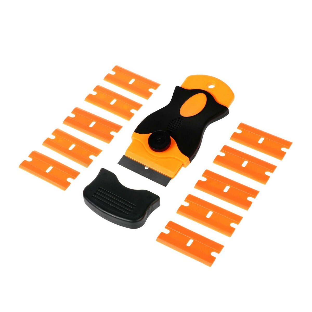 

Шпатель-скребок для автомобиля, 10 сменных лезвий, Оранжевый